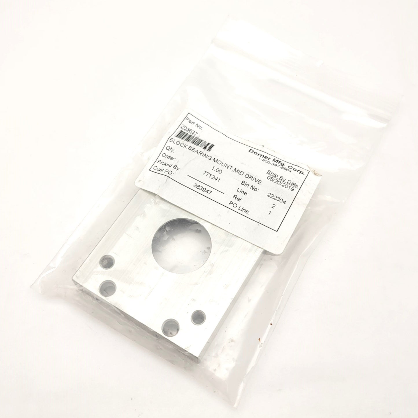 New Dorner 203637 Mid Drive Bearing Mounting Block For 2200 Series Conveyors