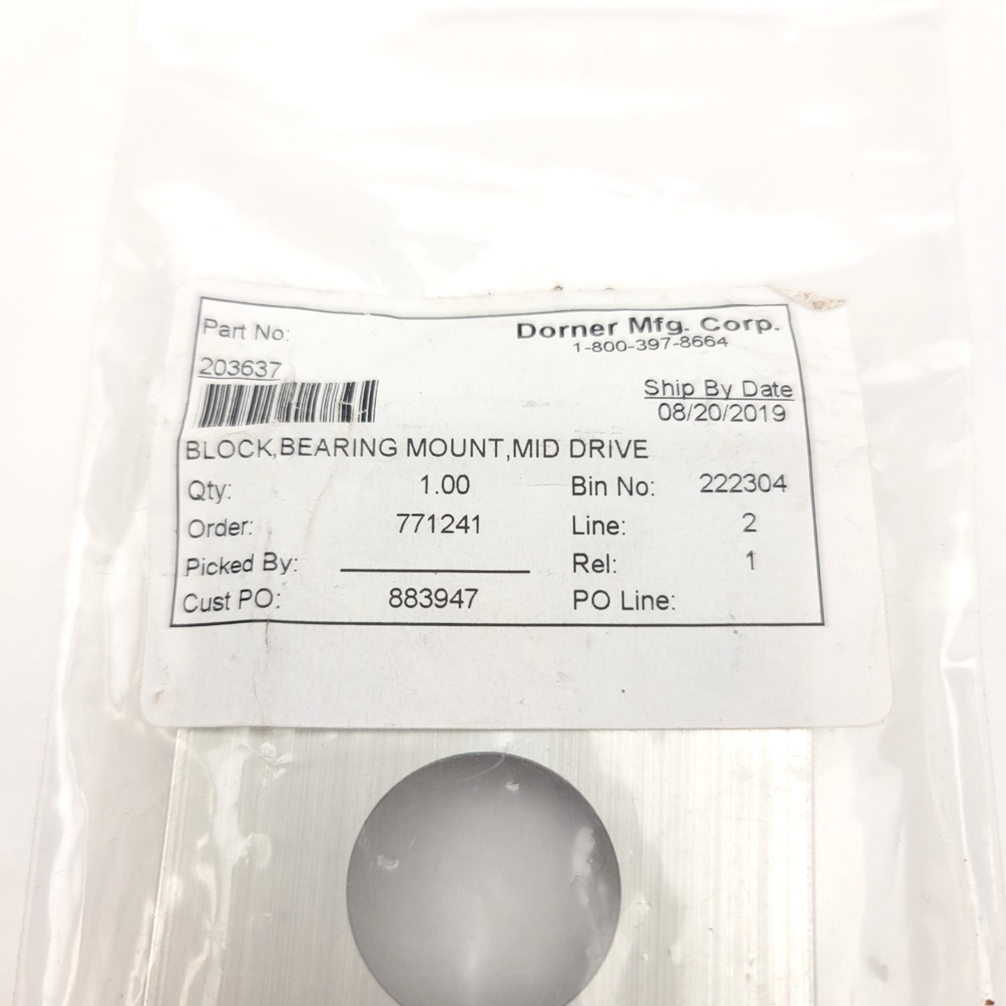New Dorner 203637 Mid Drive Bearing Mounting Block For 2200 Series Conveyors