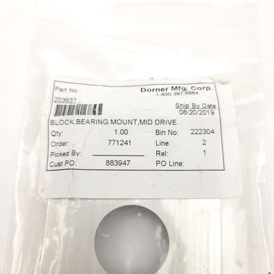 New Dorner 203637 Mid Drive Bearing Mounting Block For 2200 Series Conveyors