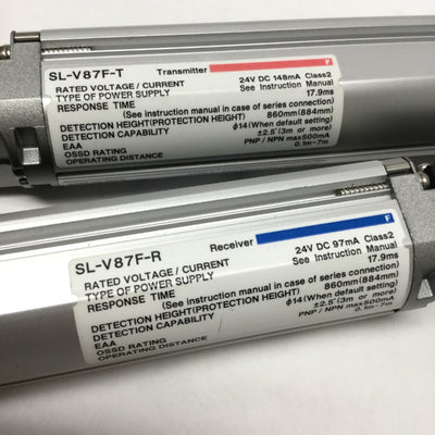 Used Keyence SL-V87F Safety Light Curtain Transmitter & Receiver Pair Set 870mm 24VDC
