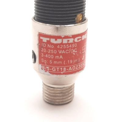 Used Turck Bi5-GT18-ADZ30X2-B3331/S34 Inductive Proximity Sensor, 5mm, 20-250VAC/DC