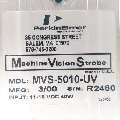 Used Perkin Elmer MVS-5010-UV Machine Vision UV Strobe Light 290-400nm 15PPS 11-15VDC