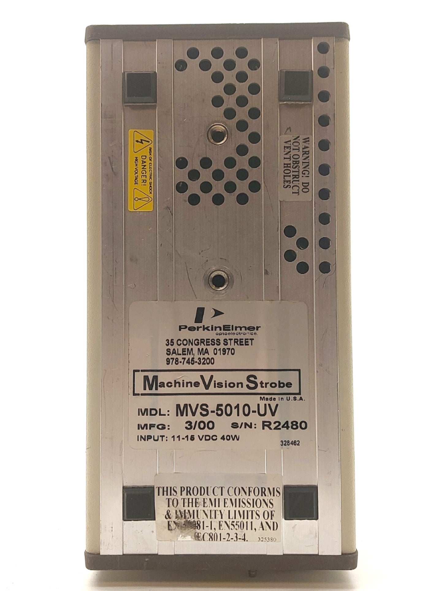Used Perkin Elmer MVS-5010-UV Machine Vision UV Strobe Light 290-400nm 15PPS 11-15VDC