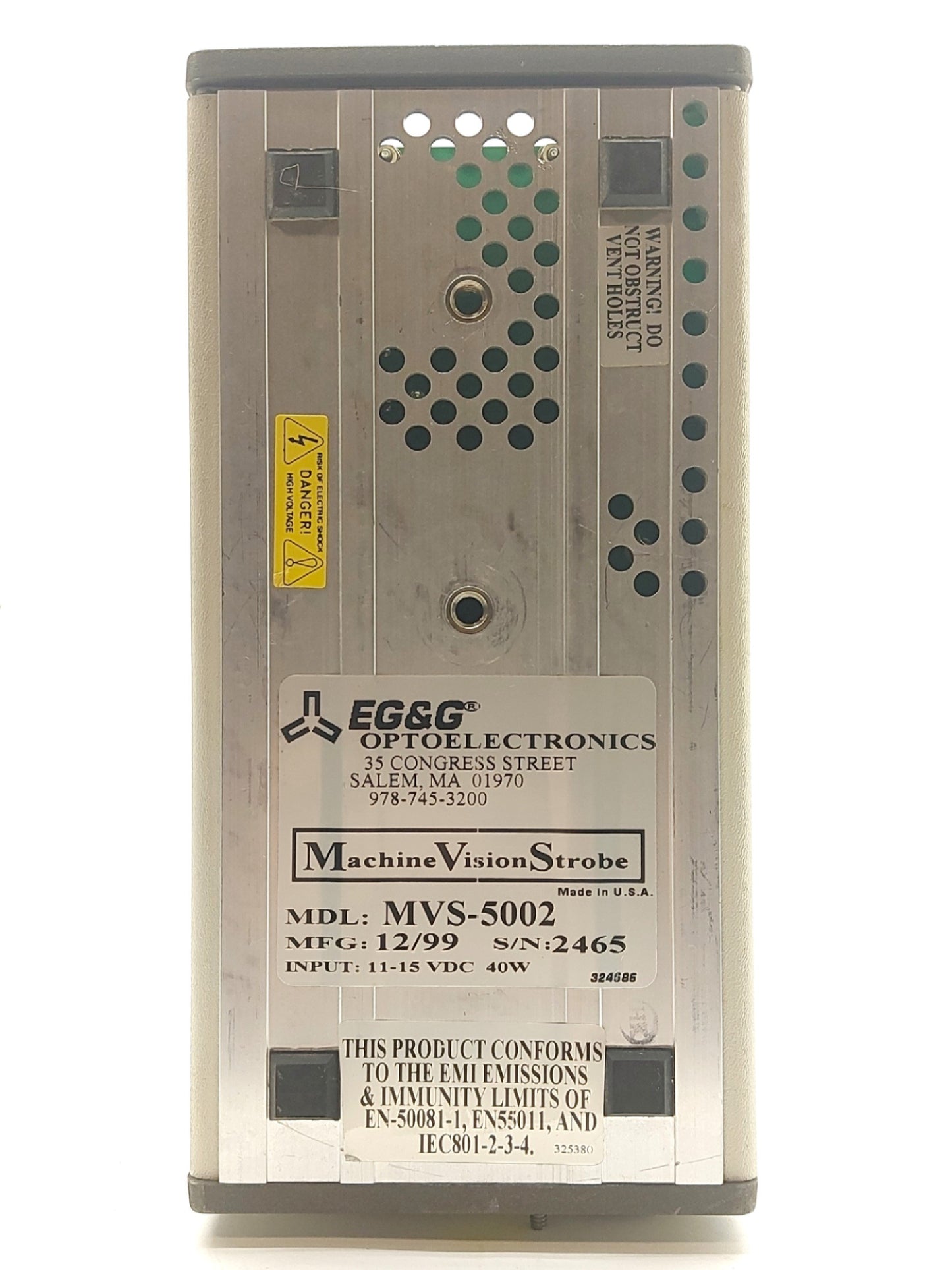 Used Perkin Elmer MVS-5002 Machine Vision UV Strobe Light, 300-1100nm *No UV Filter*