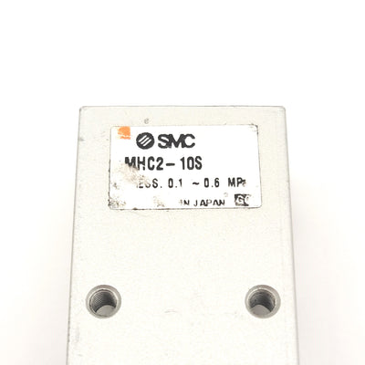 Used SMC MHC2-10S Angular 2-Jaw Pneumatic Gripper Spring Return 0.25-0.6MPa, 0.070Nm