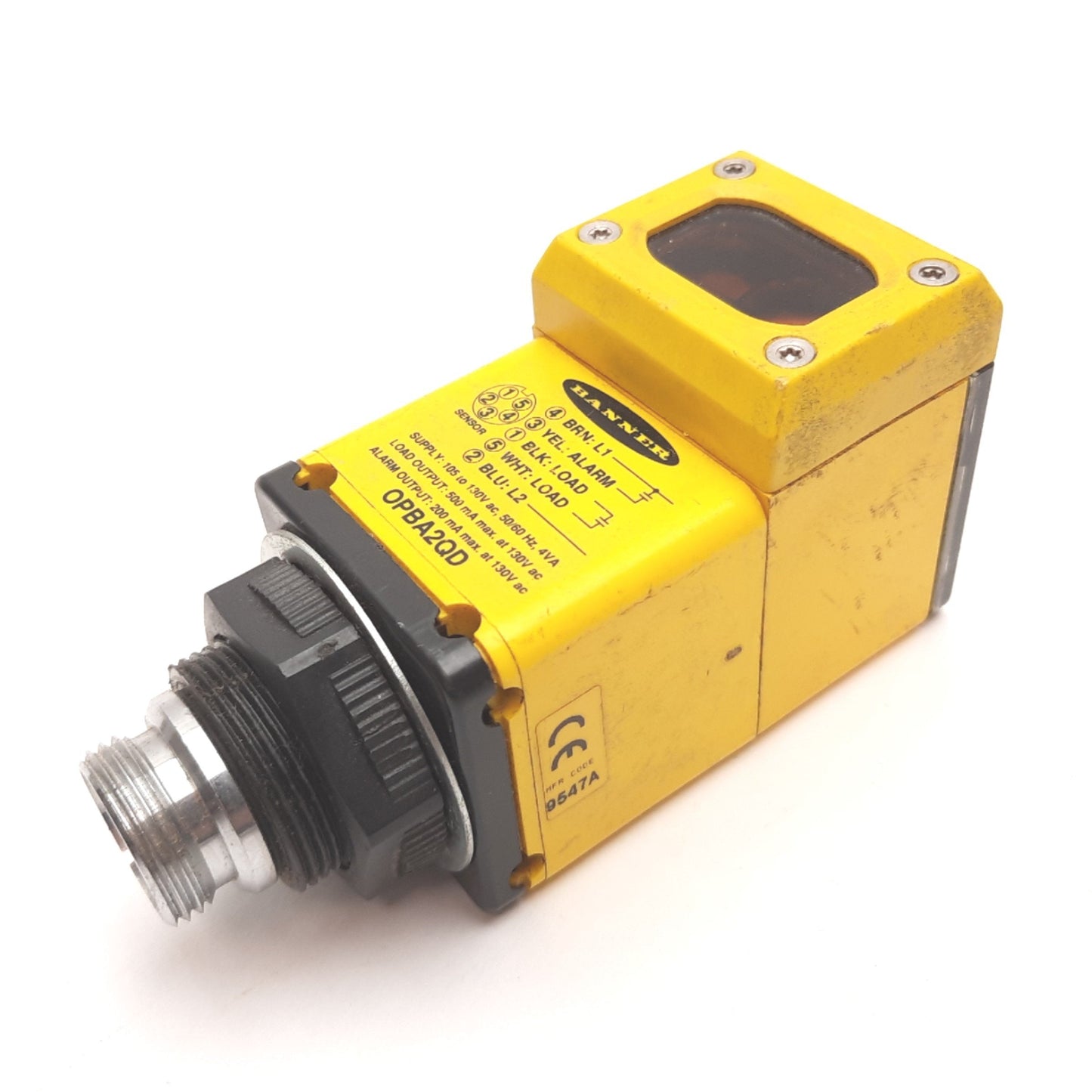 Used Banner OSBLVAG Photoelectric Sensor, Polarized Retro, 15ft, OPBA2QD Power Block