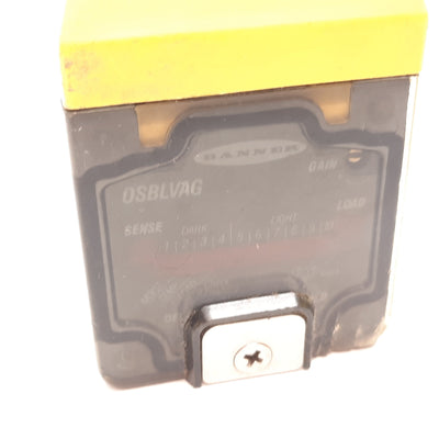 Used Banner OSBLVAG Photoelectric Sensor, Polarized Retro, 15ft, OPBA2QD Power Block