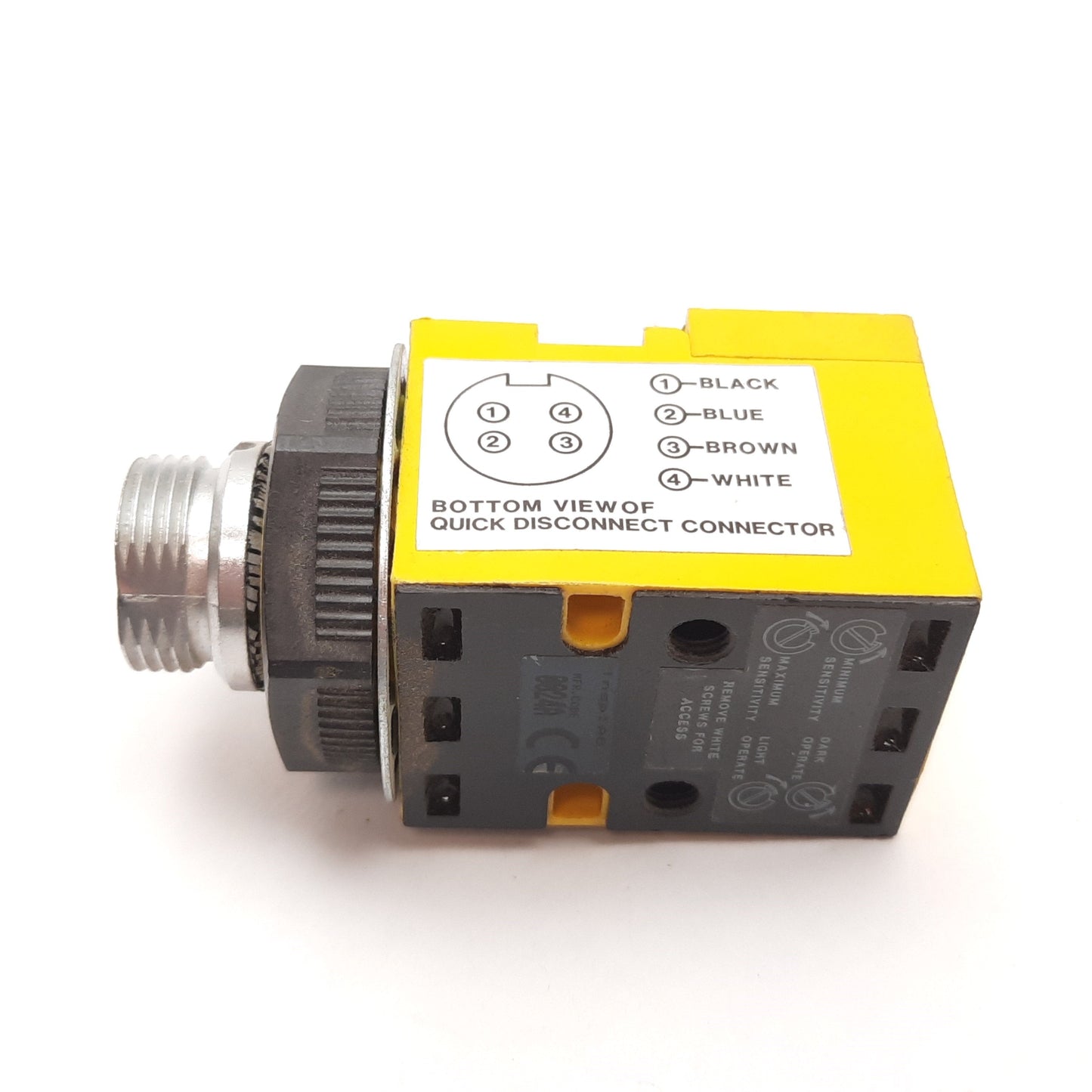Used Banner SM912CVQD Photoelectric Sensor, 38mm, 10-30VDC, Bipolar NPN PNP, 4-Pin