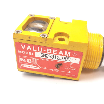 Used Banner SM2A912LVQD Valu-Beam Retroreflective Photoelectric Sensor 30ft 24-250VAC
