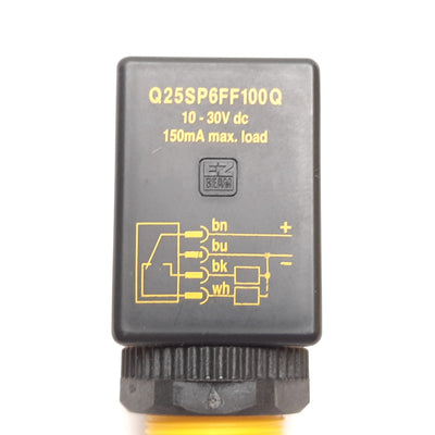 New Other Banner Q25SP6FF100Q Photoelectric Sensor, Fixed Field 100mm, 10-30VDC, 4-Pin M12