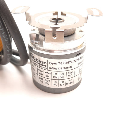 Used Turck Kubler T8.F3673.2221.B312 Rotary Encoder, Shaft: 1/4", 2221 Pulses