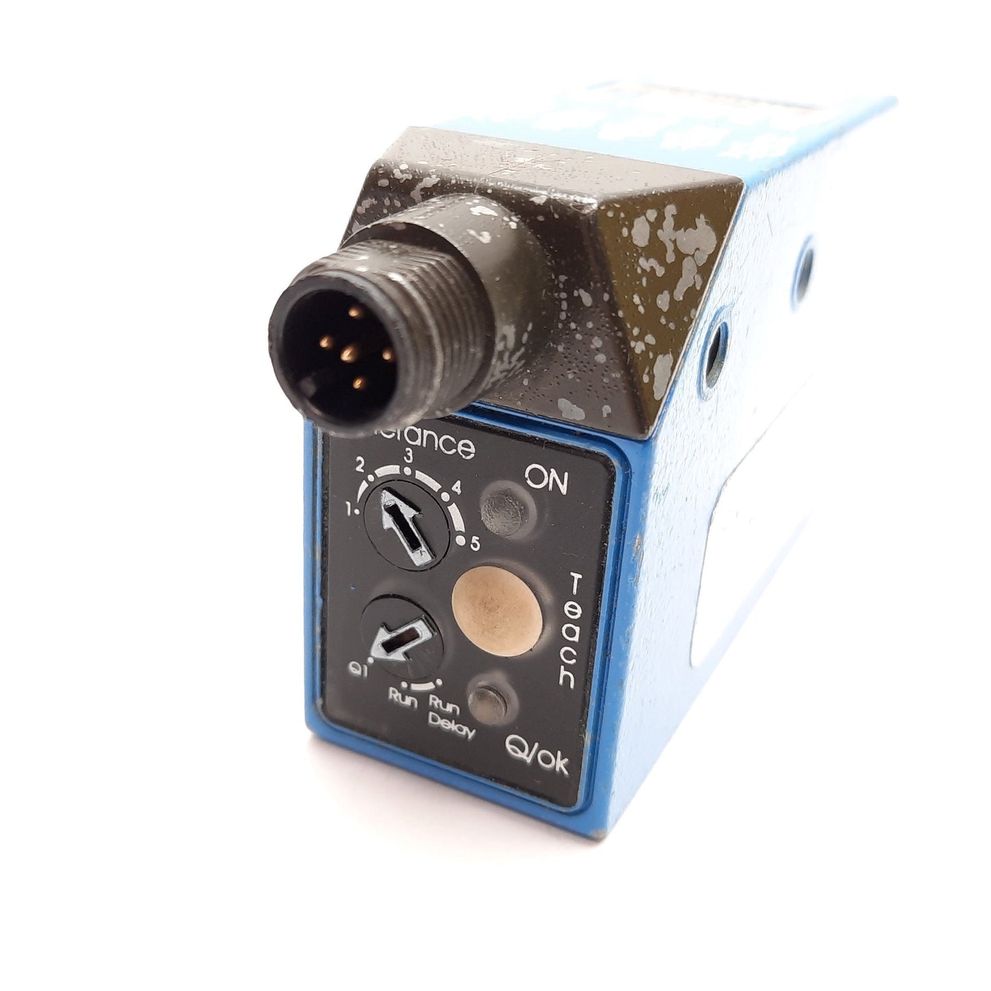 Used Sick CS1-N1111 Color Sensor, 12.5mm, 12-30VDC, Output: NPN, 5-Pin M12