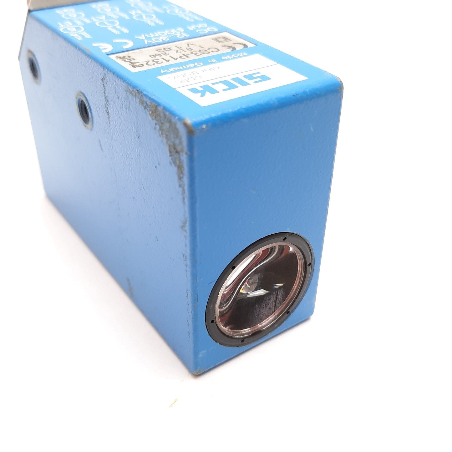 Used Sick CS3-P1132 Photoelectric Color Sensor, 12.5mm, 12-30VDC, PNP, 7-Pin M12