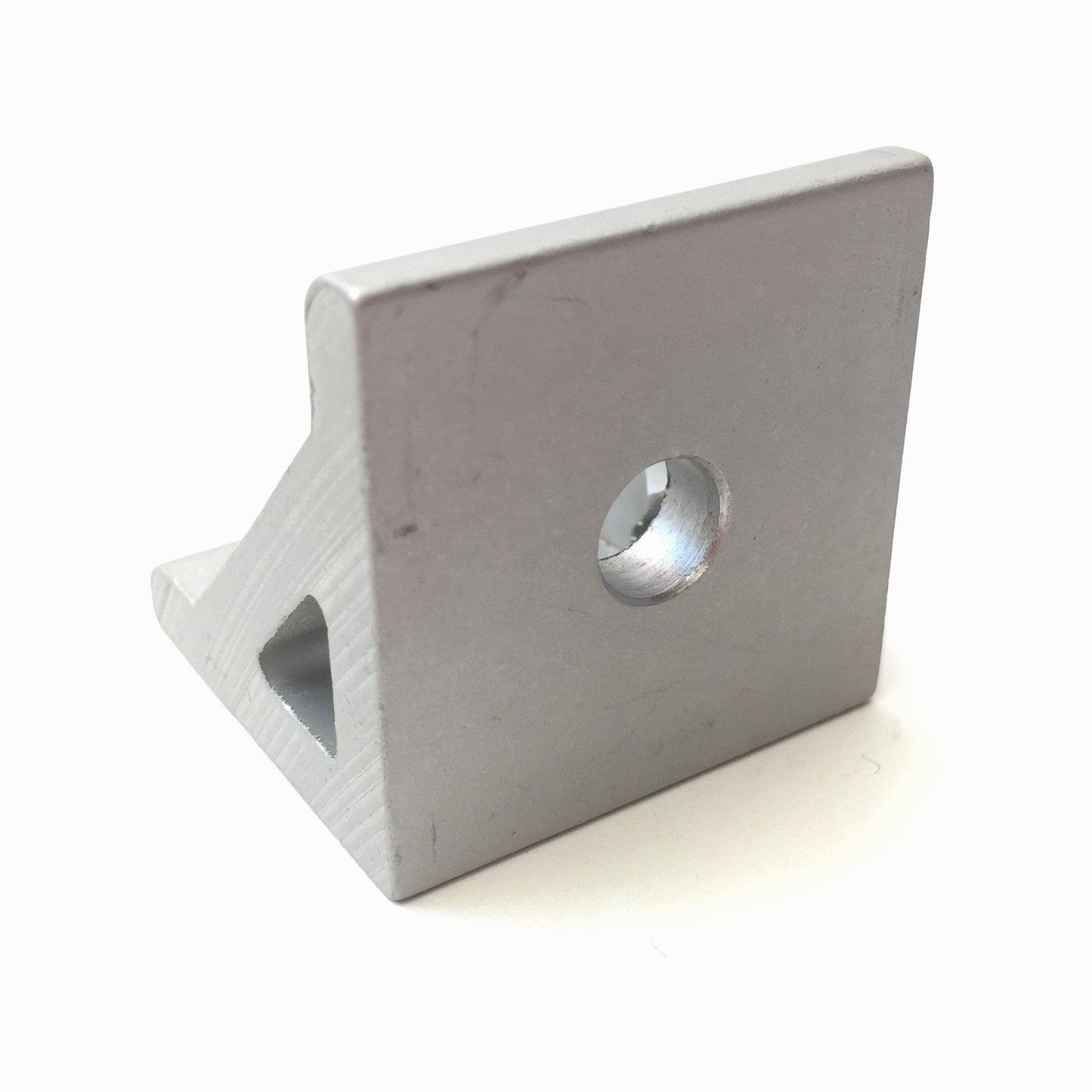 Used Lot of 10 Aluminum Extrusion Inside Gusseted Corner Brackets, 2-Hole, 1.5 x 1.5"
