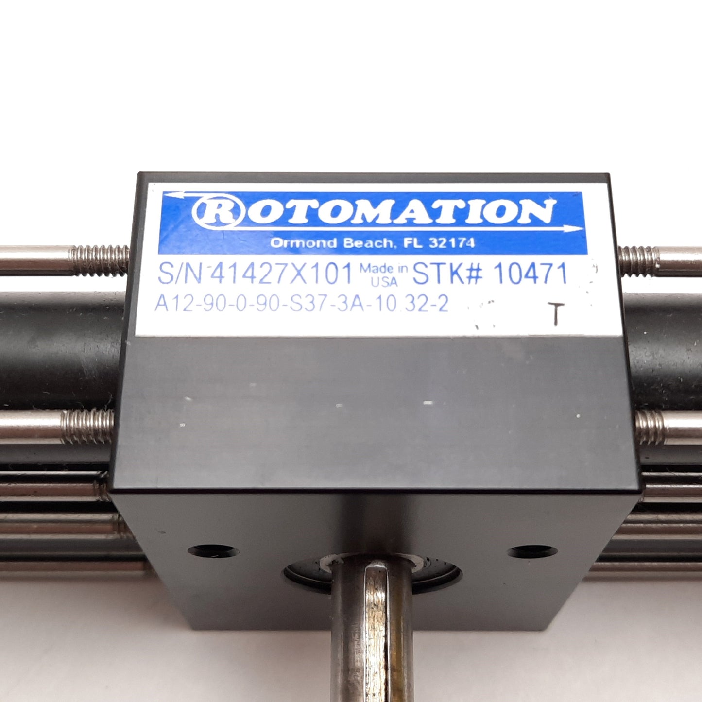 Used Rotomation A12-90-0-90-S37-3A-10.32-S Rotary Actuator, 180°, 3/8" Shaft
