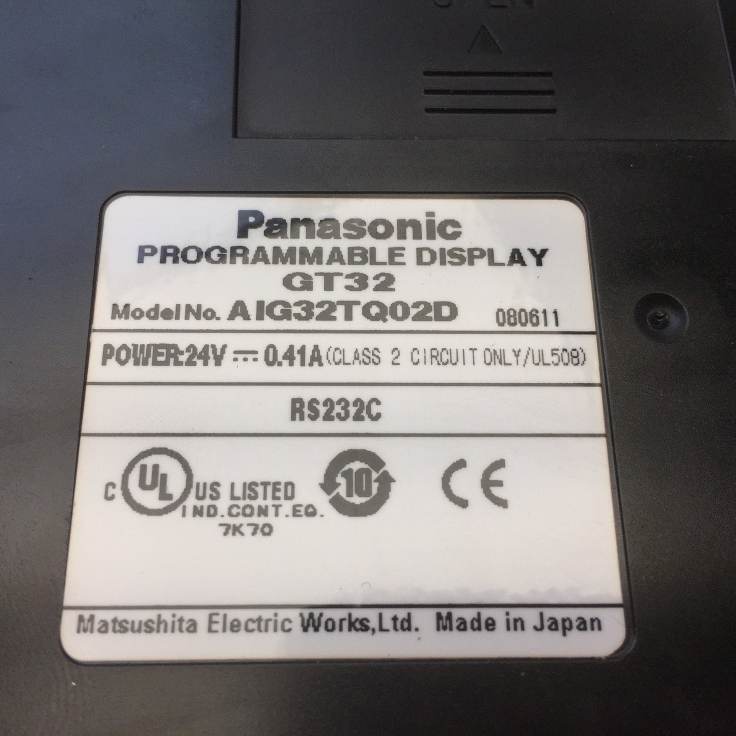 Used Panasonic GT32 AIG32TQ02D Programmable HMI Color LCD Touchscreen 5.7", 24VDC