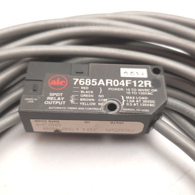 Used ATC 7685AR04F12R Photoelectric Sensor, 10-3VDC 10-135VAC, SPDT Relay Output