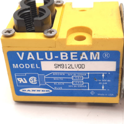 Used Banner SM912LVQD Valu-Beam Photoelectric Sensor, Retro 9m 10-30VDC 4-Pin 7/8"