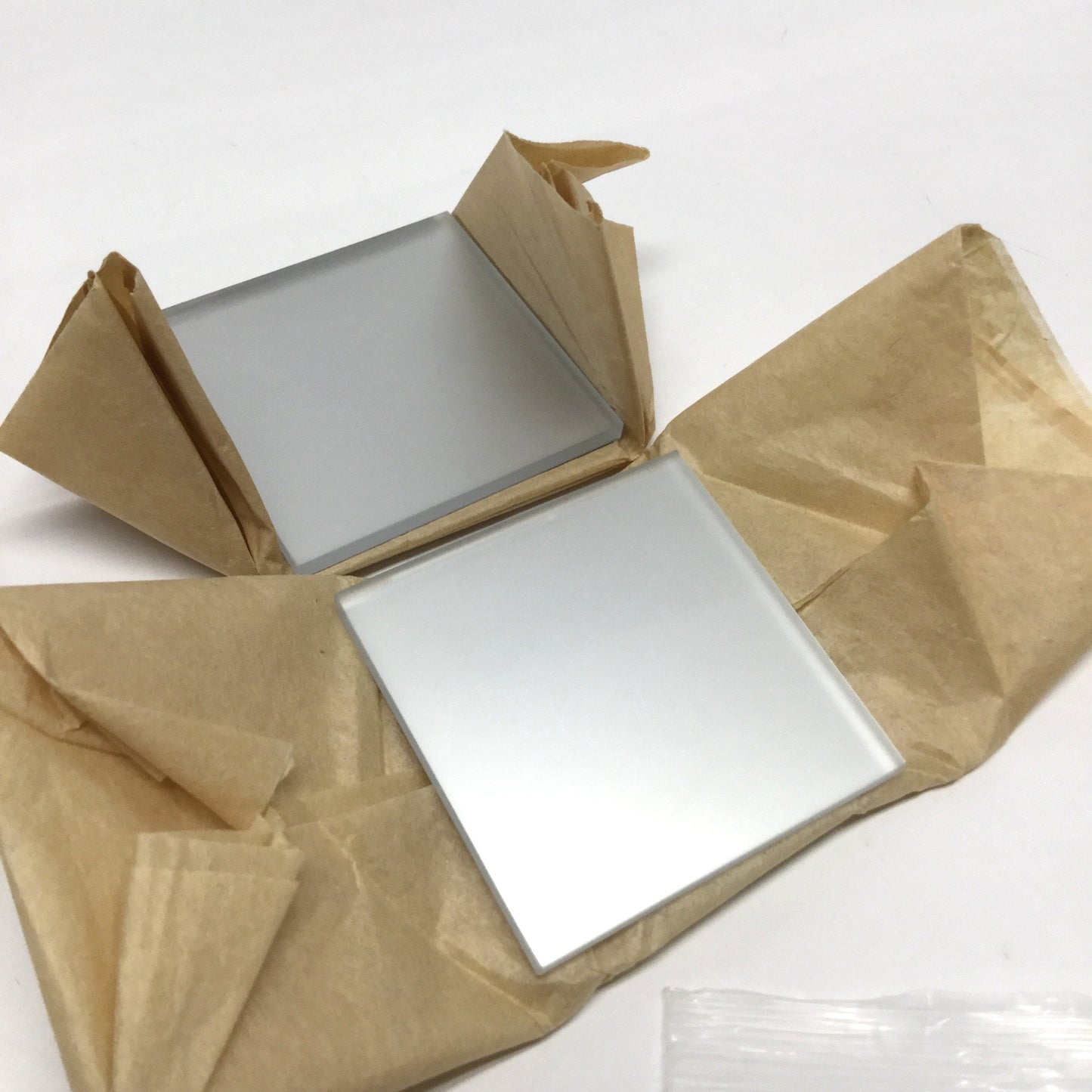 New – Open box Lot of 2 Melles Griot 01MFG011 Crown Glass Square Flat Optical Mirrors 50x50x3mm
