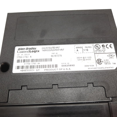 Used Allen Bradley 1756-IT6I ControlLogix Thermocouple Analog Input Module, 6-Channel