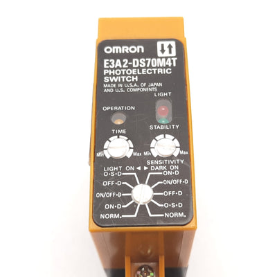 Used Omron E3A2-DS70M4T Photoelectric Switch, Diffuse Reflective, 70cm, 240VAC/DC