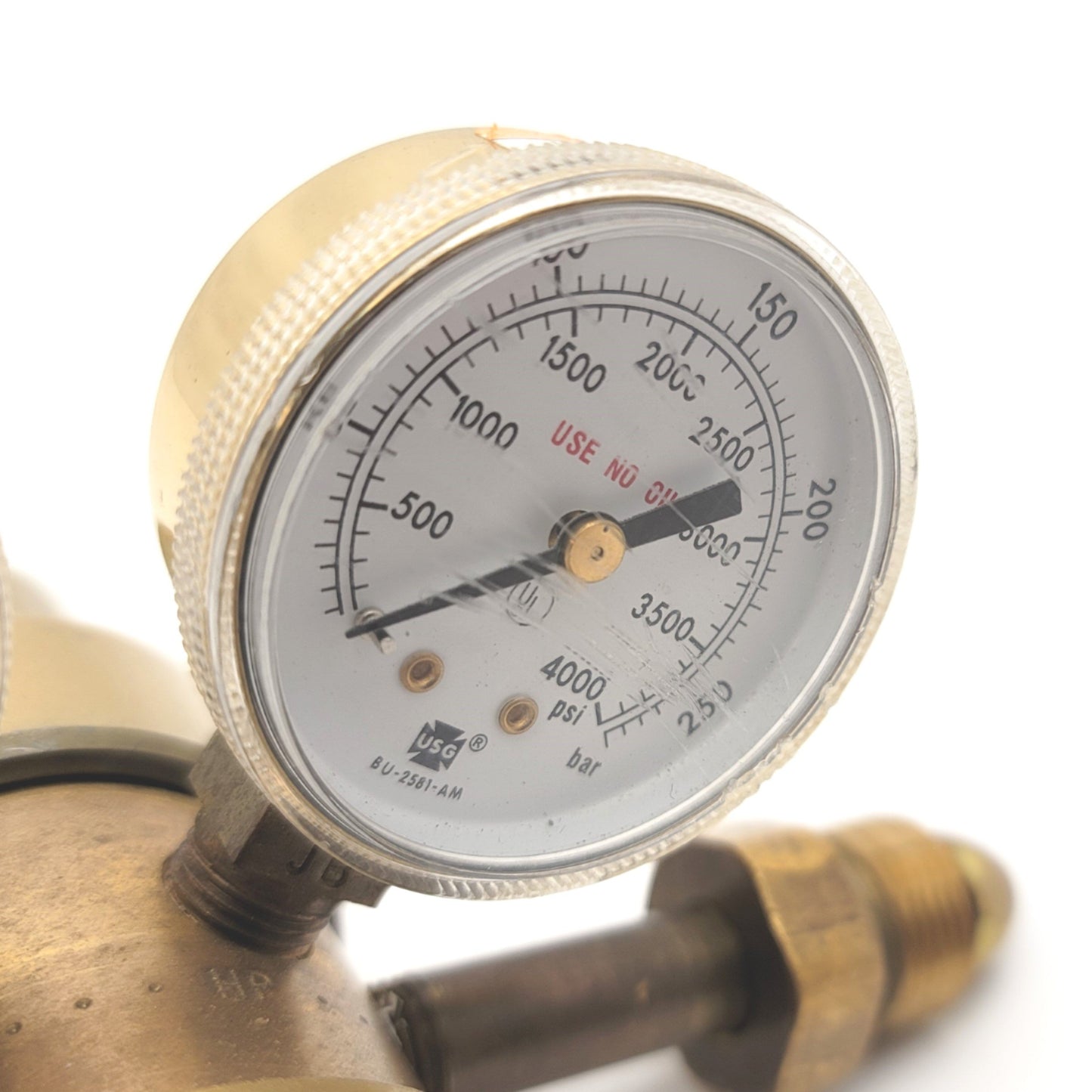 Used Advanced Specialty TSD125580 Brass Two Stage Regulator 0-125psi, CGA-580, 1/4NPT