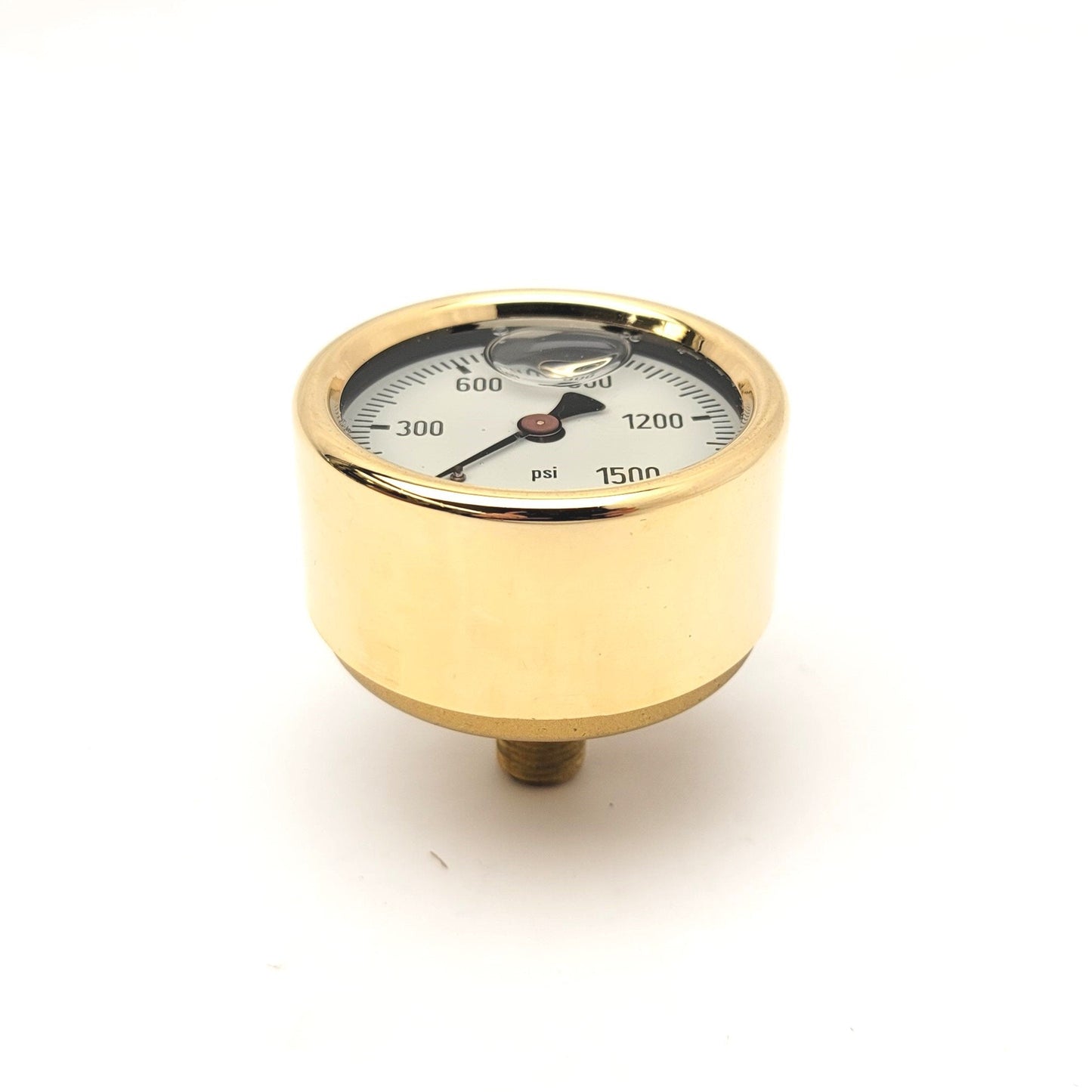 New – Open box WIKA 9318259 Brass Liquid Filled Pressure Gauge Back Mount, 1/4"NPT, 0-1500psi