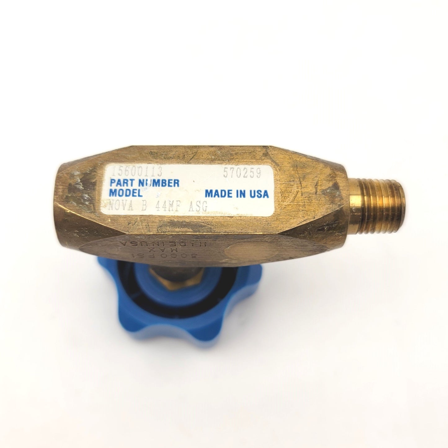 Used Advanced Specialty Gas Equipment NOVA B44MF ASG Brass Gas Valve 3,500 PSI Max