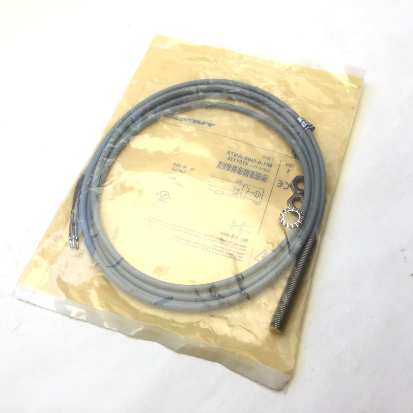 New Turck BI1.5-G08-AN7X Proximity Sensor, NPN, Distance: 1.5mm, Voltage: 10-30VDC