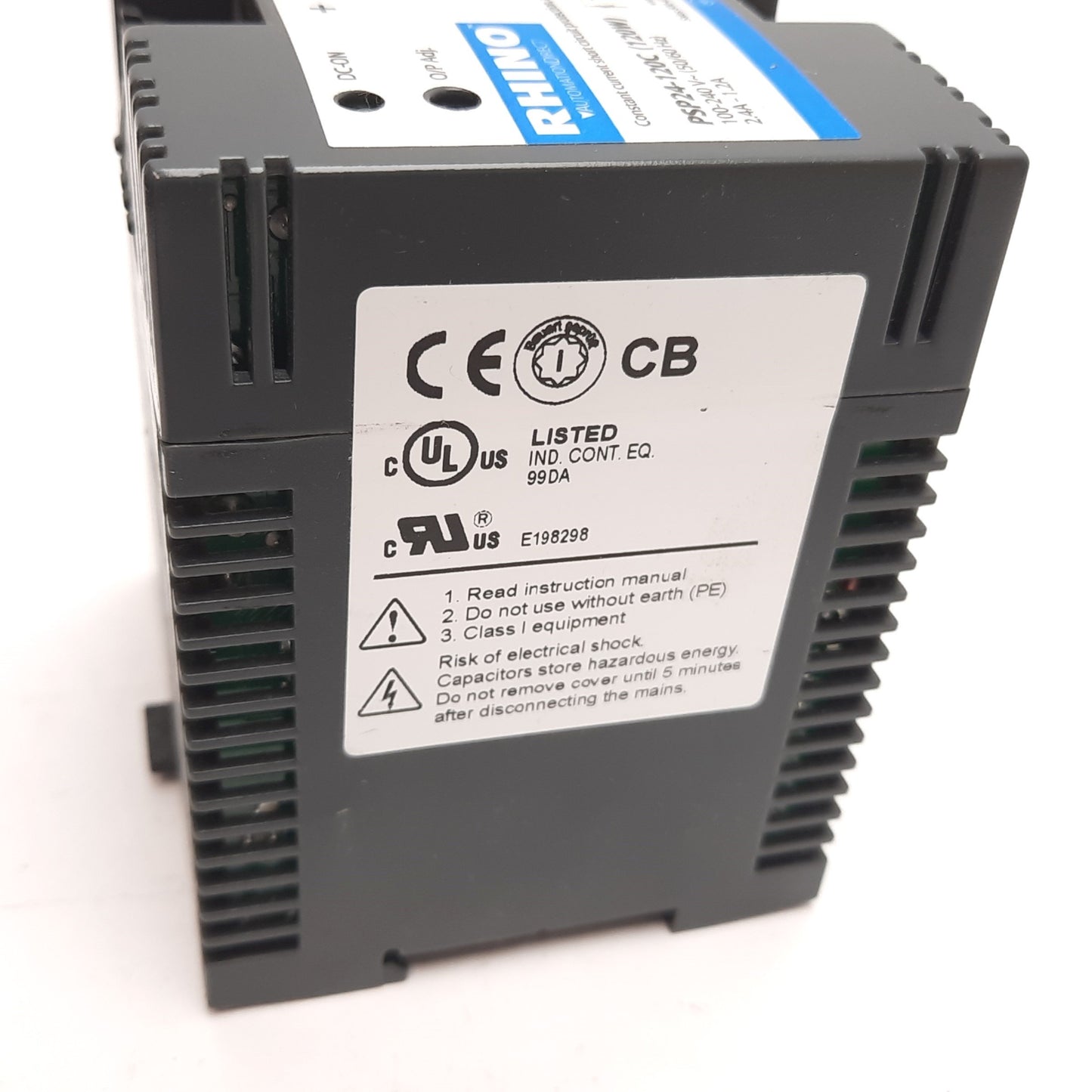 Used Rhino PSP24-120C Power Supply, Input: 100-240VAC 2.4-1.2A, Output: 24VDC 5A
