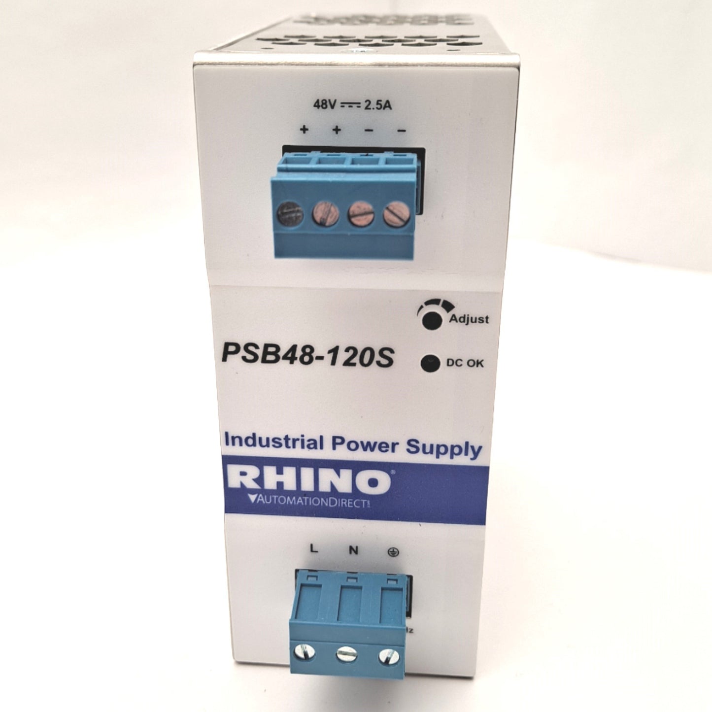 Used RHINO PSB48-120S SWITCHING POWER SUPPLY OUTPUT 48VDC, INPUT 100 - 240VAC