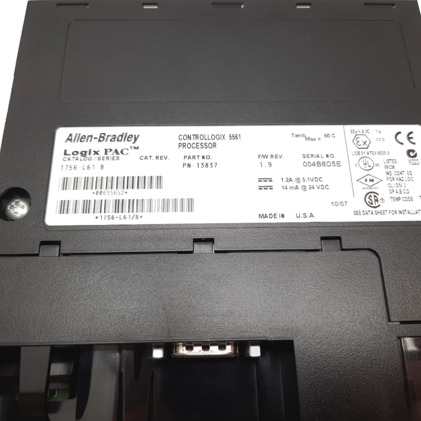Used Allen Bradley 1756-L61 ControlLogix 5561 CPU Processor Module, With Key