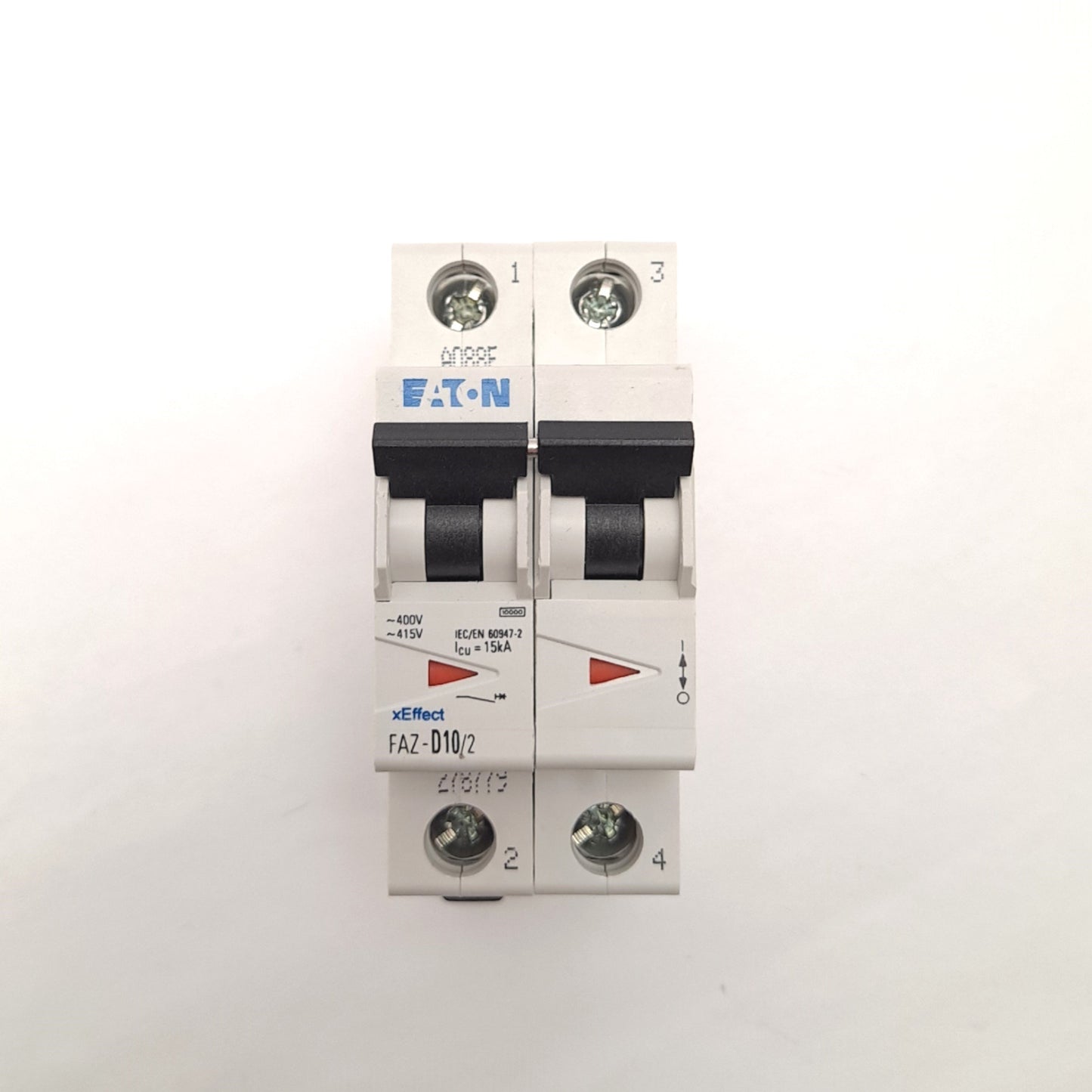 Used EATON FAZ-D10/2 CIRCUIT BREAKER, 2 POLE, 10A, 60 VDC, 240/415 VAC