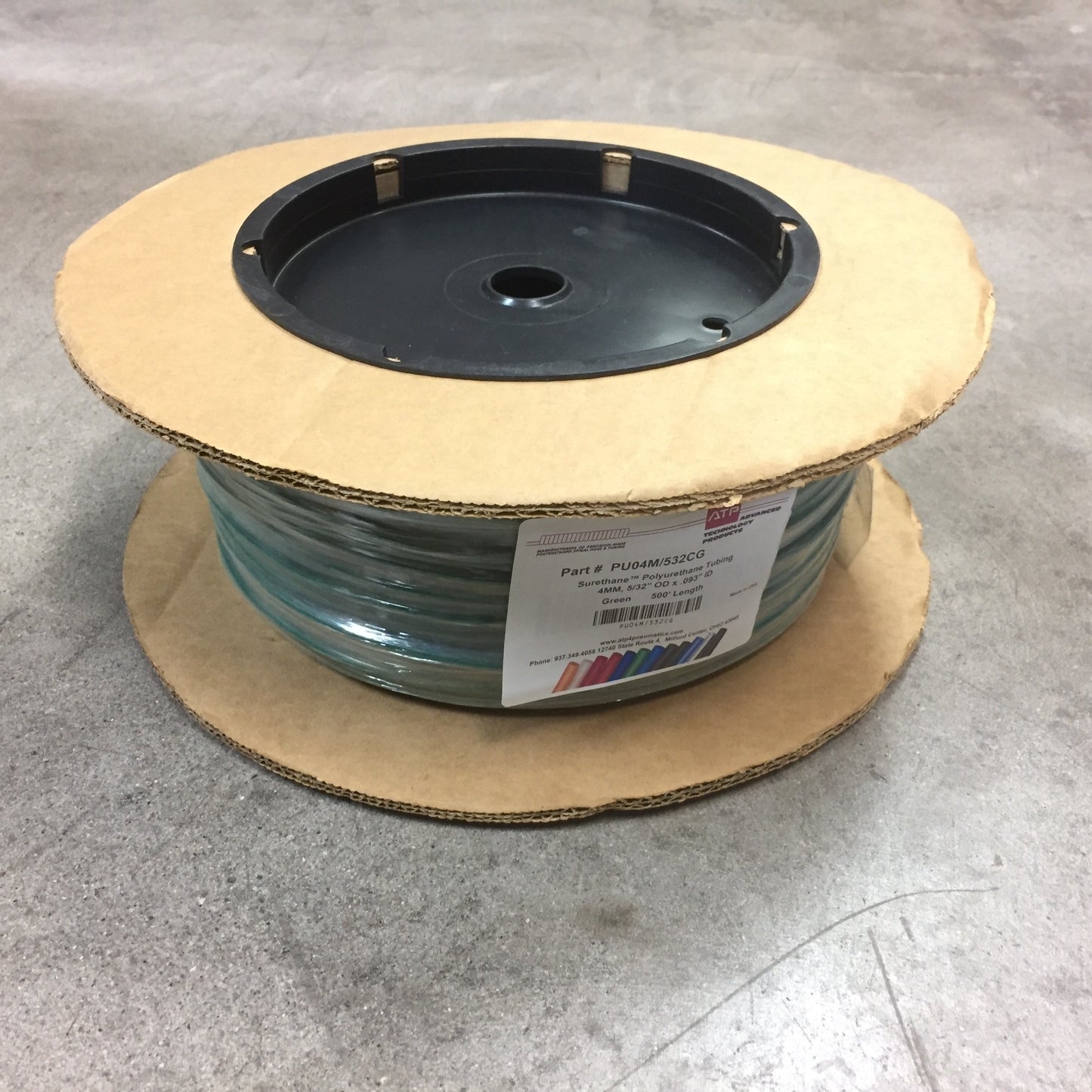 New ATP PU04M/532CG Surethane Polyurethane Pneumatic Tubing 4mm 5/32" OD, Green 500'