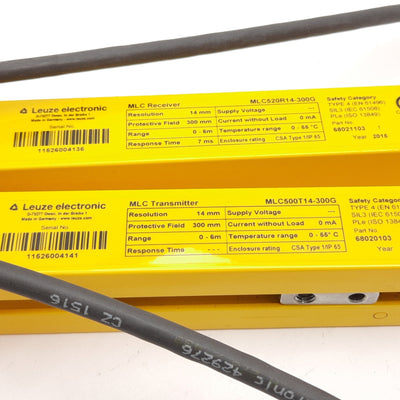 Used Leuze MLC520T14-300G MLC520R14-300G Safety Light Curtain Transmitter & Receiver