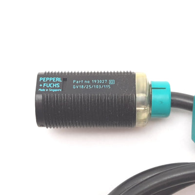 Used Pepperl Fuchs GV18/25/103/115 Thru-Beam Sensor Receiver, 25m, 10-30VDC, PNP