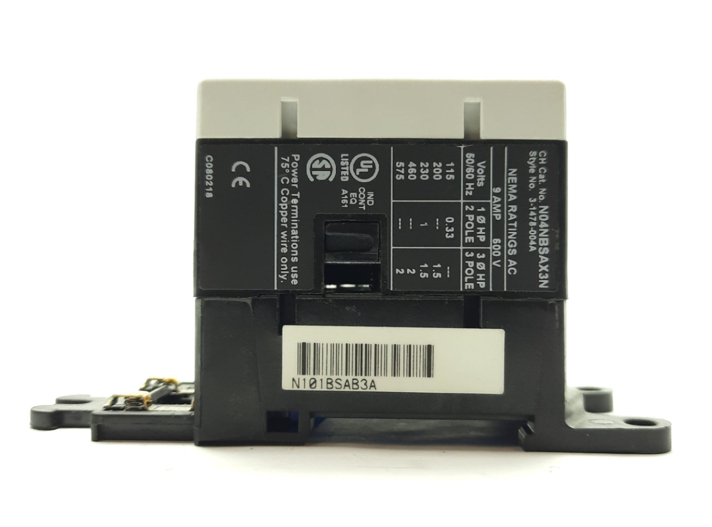 Used Eaton Cutler Hammer N04NBSAX3N Contactor, 3-Pole 600VAC 9A *No Coil Controller*
