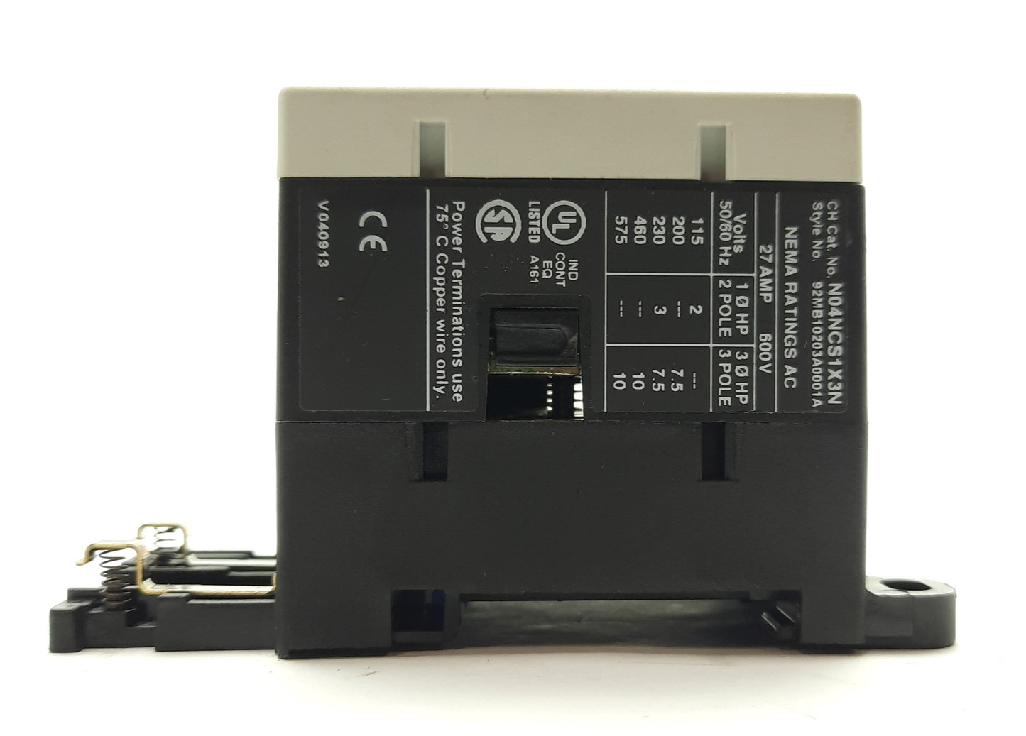 Used Eaton Cutler Hammer N04NCS1X3N Contactor, 3-Pole 600VAC 27A *No Coil Controller*