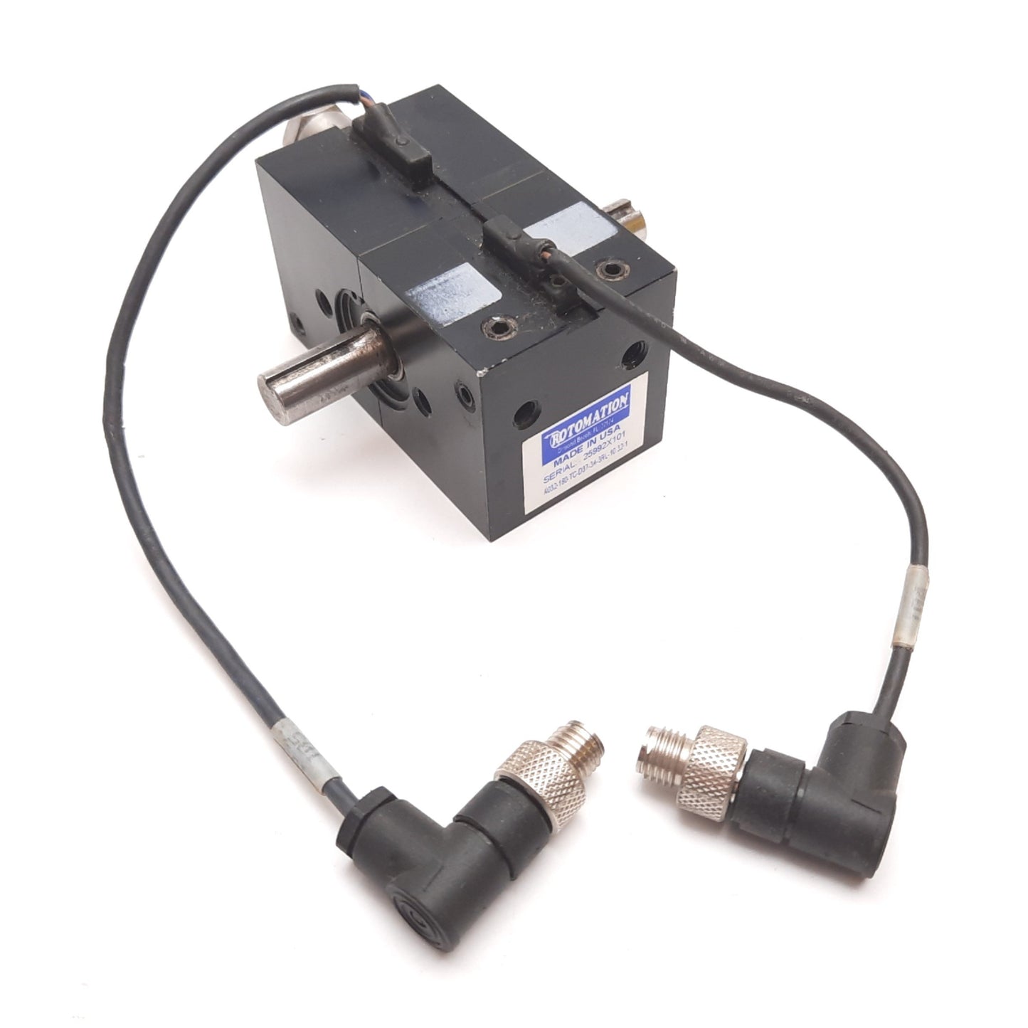 Used Rotomation A032-180-TC-D37-3A-3RL-10.32-1 Rotary Actuator, 180°, W/ 2x Sensors