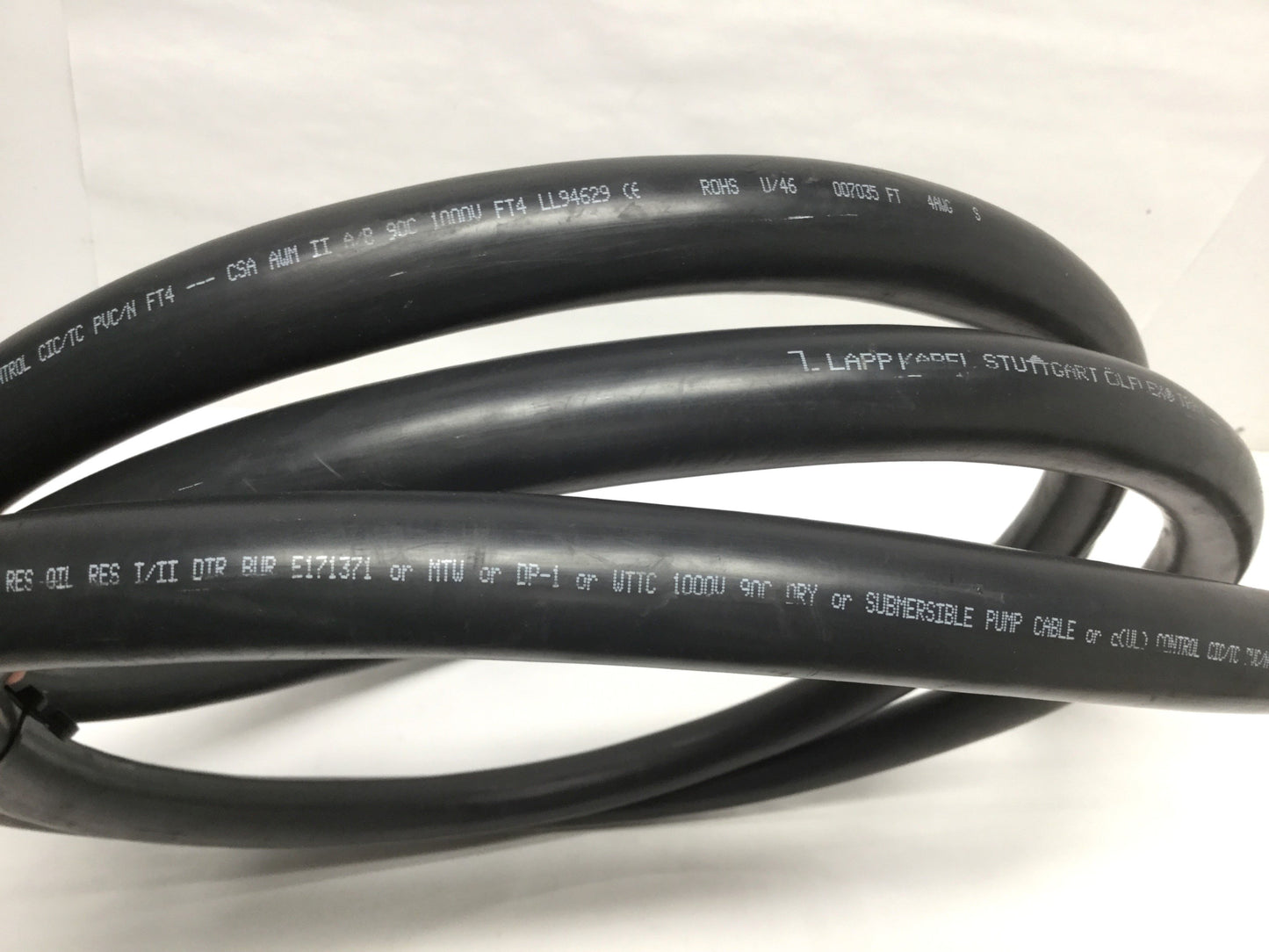 Used Lapp Kabel Olflex 220404 Tray II Control Cable 4AWG, 3-Pole+Ground, 12ft Long