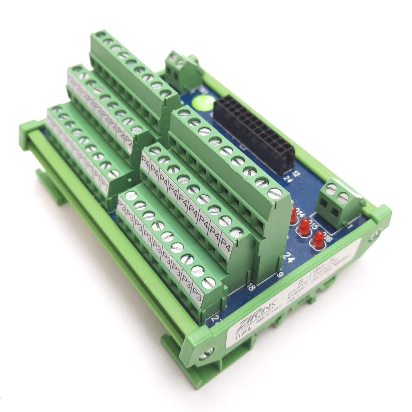 Used Ziplink ZL-LTB16-24 Sensor Input Module, 16-Point, 30VAC/DC 500mA, DIN Rail