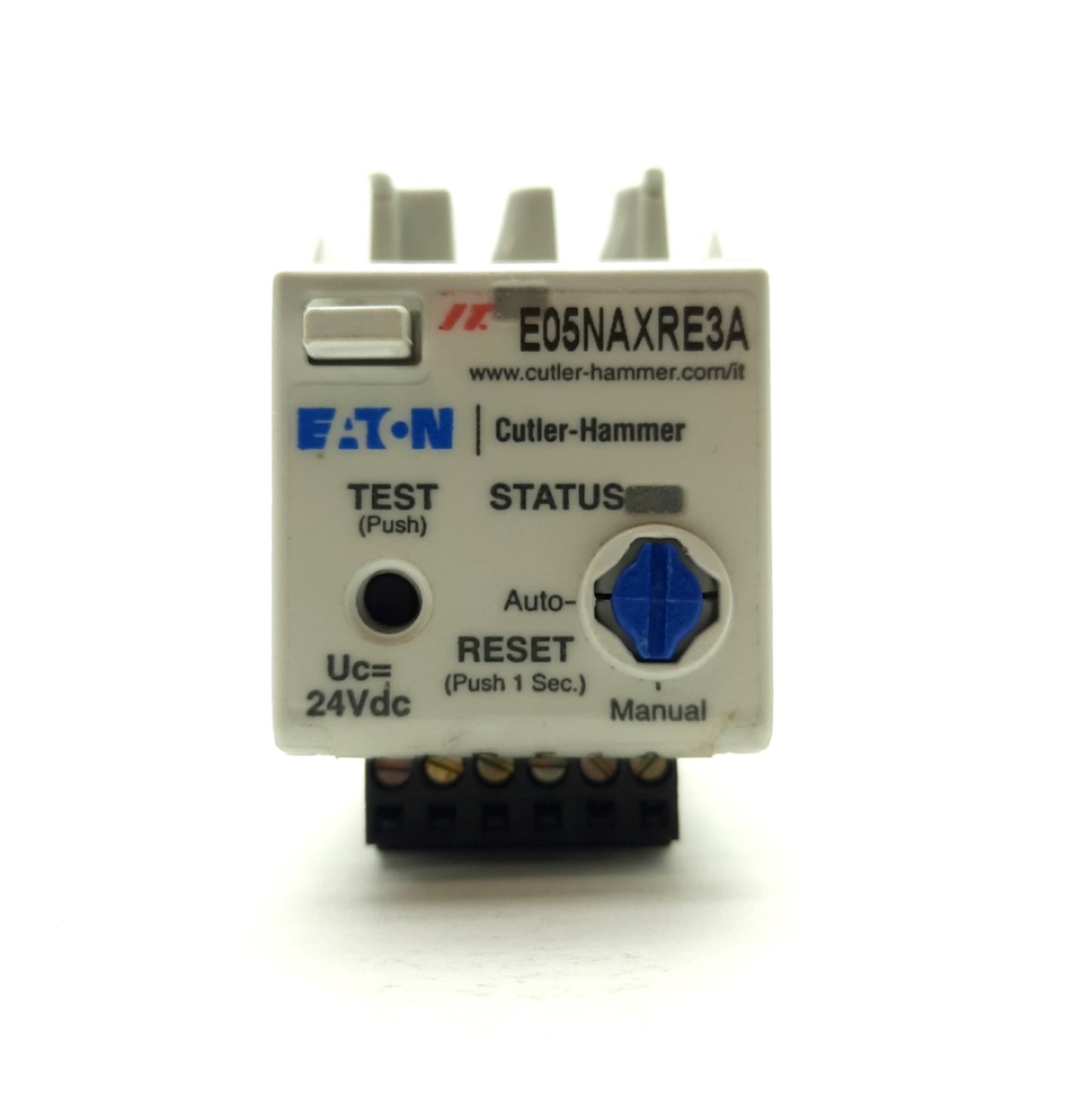 Used Eaton E05NAXRE3A IEC Solid State Overload Relay, Size A, 3.8-12A, 3-Pole, 24VDC
