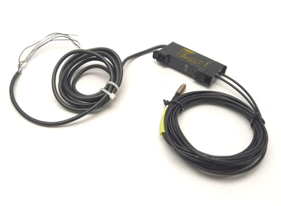 Used Banner D12EN6FP Fiber Optic Sensor, Red LED, NPN, 5-Wire, 10-30VDC w/Fiber