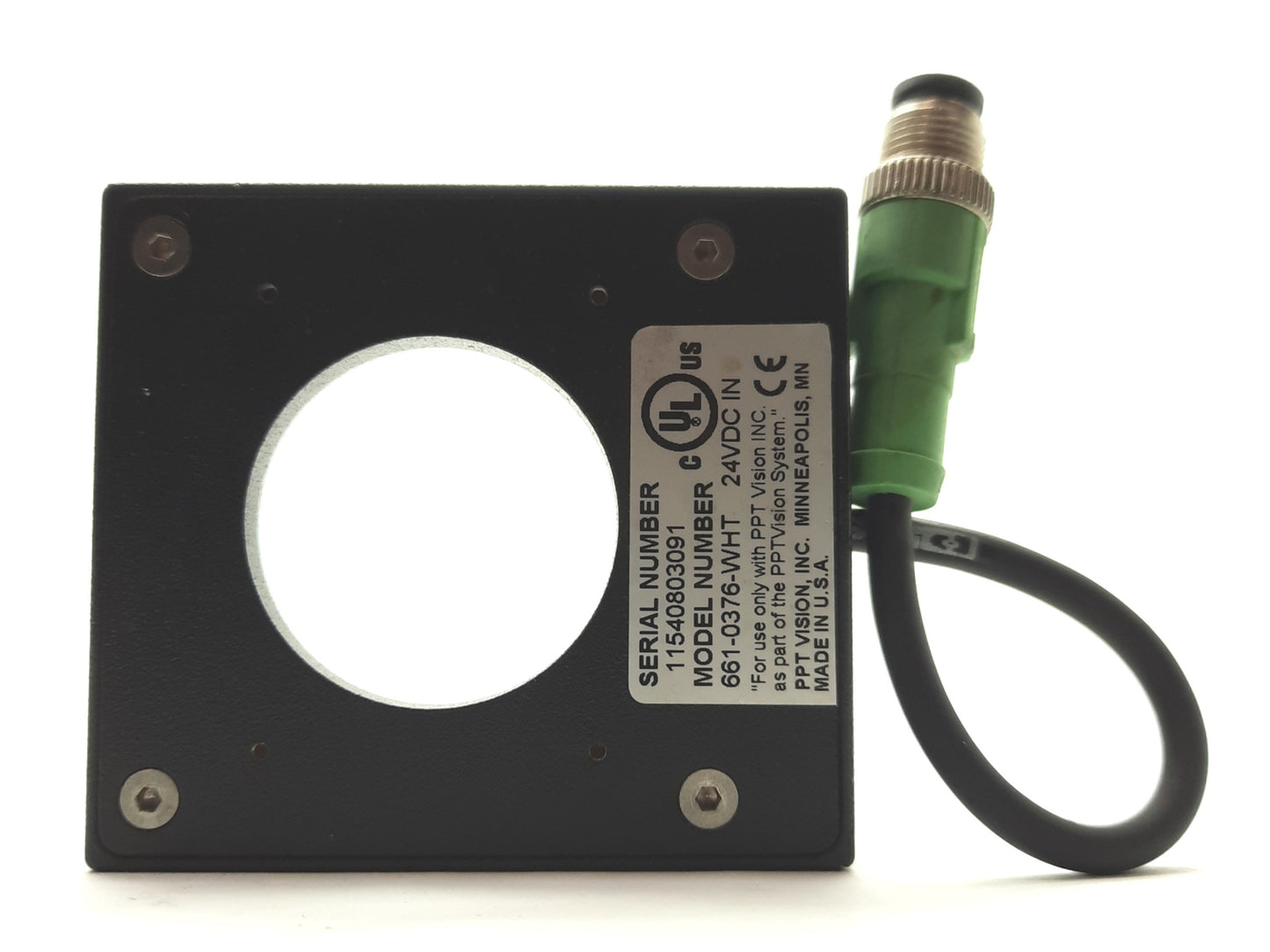 Used PPT Vision 661-0376-WHT White LED Ringlight 2-7/16"OD 1-7/16"ID M12 4-Pin 24VDC