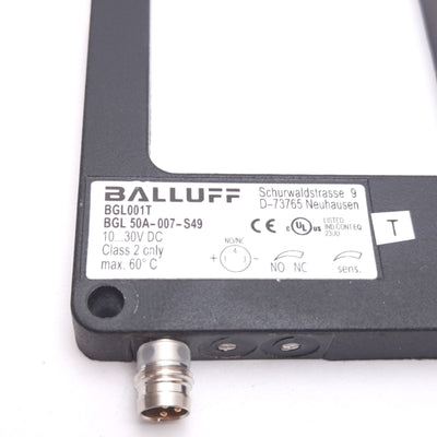 Used Balluff BGL001T Photoelectric Fork Sensor, 50mm, 10-30VDC, PNP NO/NC, 3-Pin M8