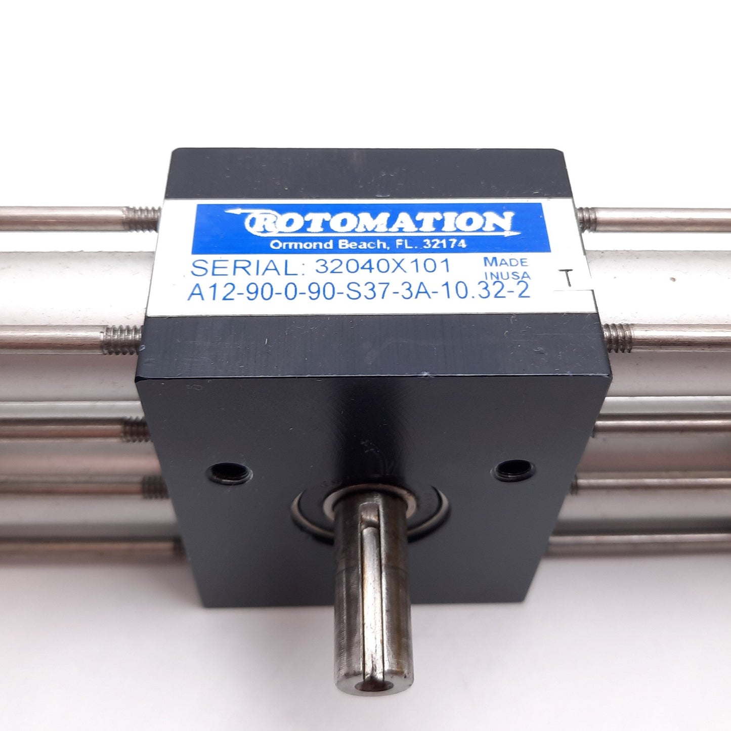 Used Rotomation A12-90-0-90-S37-3A-10.32-2 Rotary Actuator, 180°, 3/8" Shaft