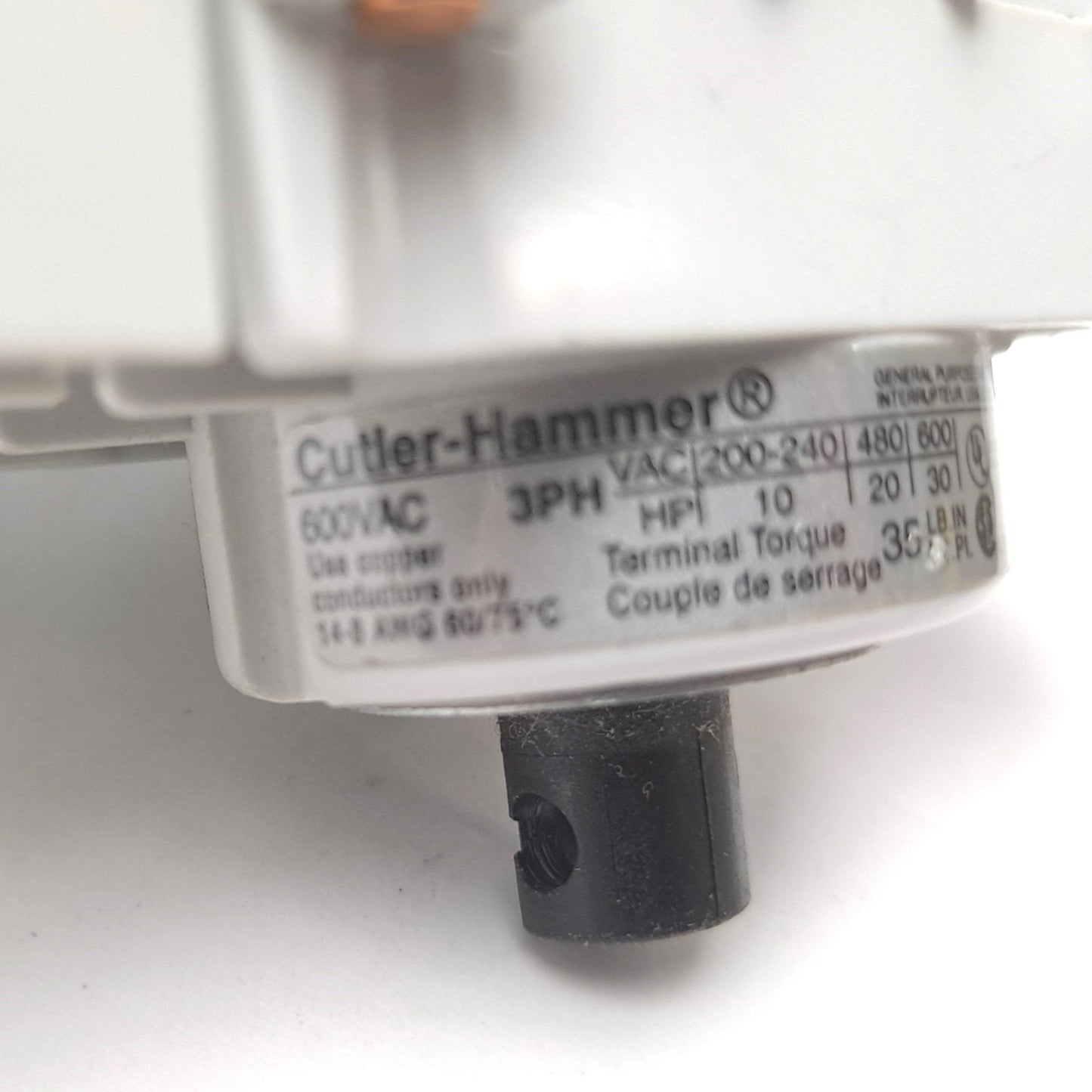 Used Cutler-Hammer C362N40 Disconnect Switch 600VAC 40A 3 pole Din Rail Mount