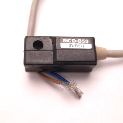 Used SMC D-B53 Reed Auto Switch, 24VDC 5-50mA, 2-Wire, Red LED, 0.4m Lead Wire
