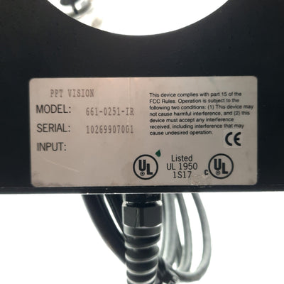 Used PPT Vision 661-0251-IR Infrared LED Ringlight, 3-7/16" ID, 6-Pin Round Connector