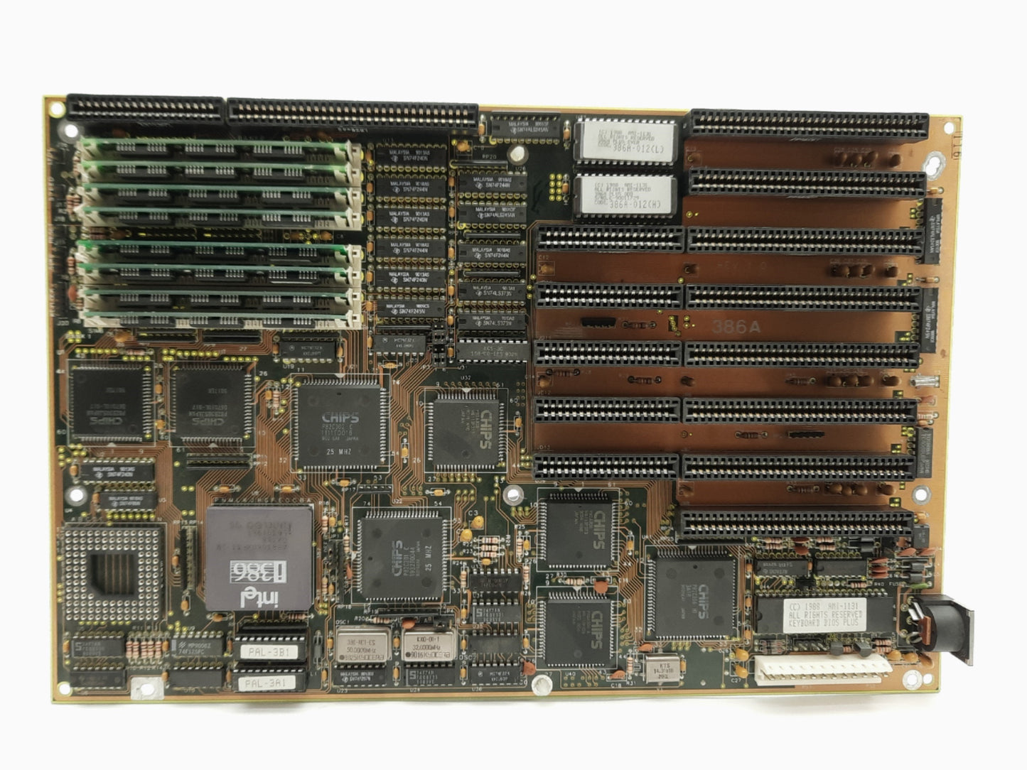 Used JAMECO Electronic Components JE3525DN 386 Motherboard, Intel 33MHz, 8MB RAM, AT